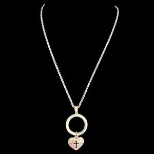James Avery Heart Cross Charm Pendant and Chain Necklace Both Signed